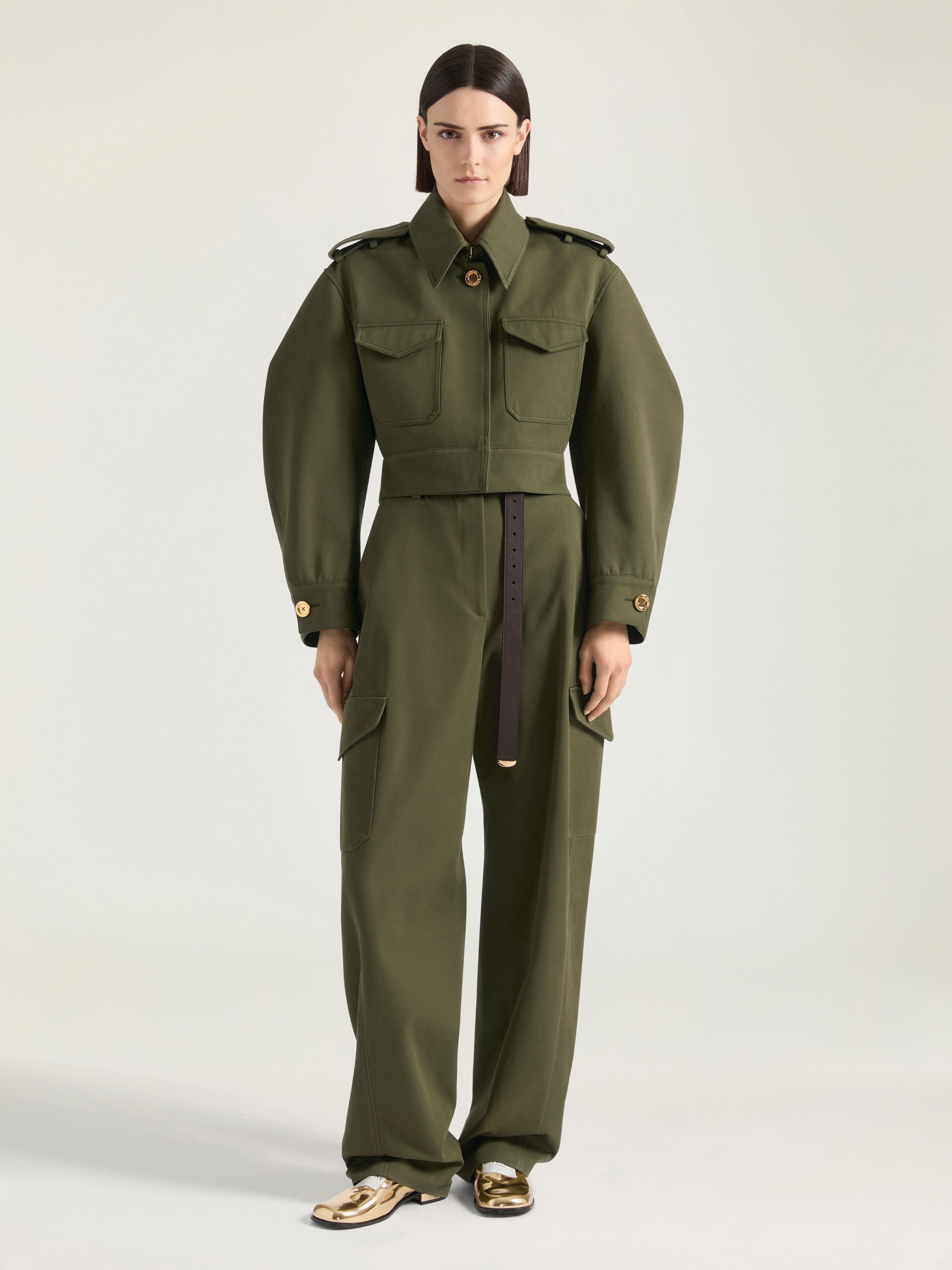 Cocoon utility pants in cotton and wool